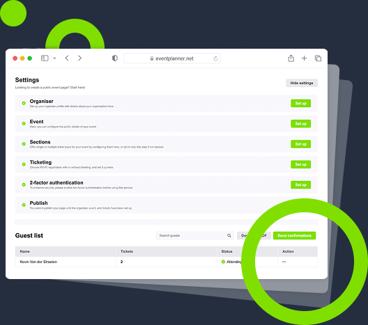 Capture d'écran de l'interface de billetterie de l'événement