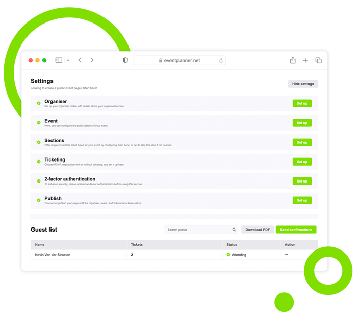 Tableau de bord interactif de billetterie d'événement montrant l'interface de gestion des billets.