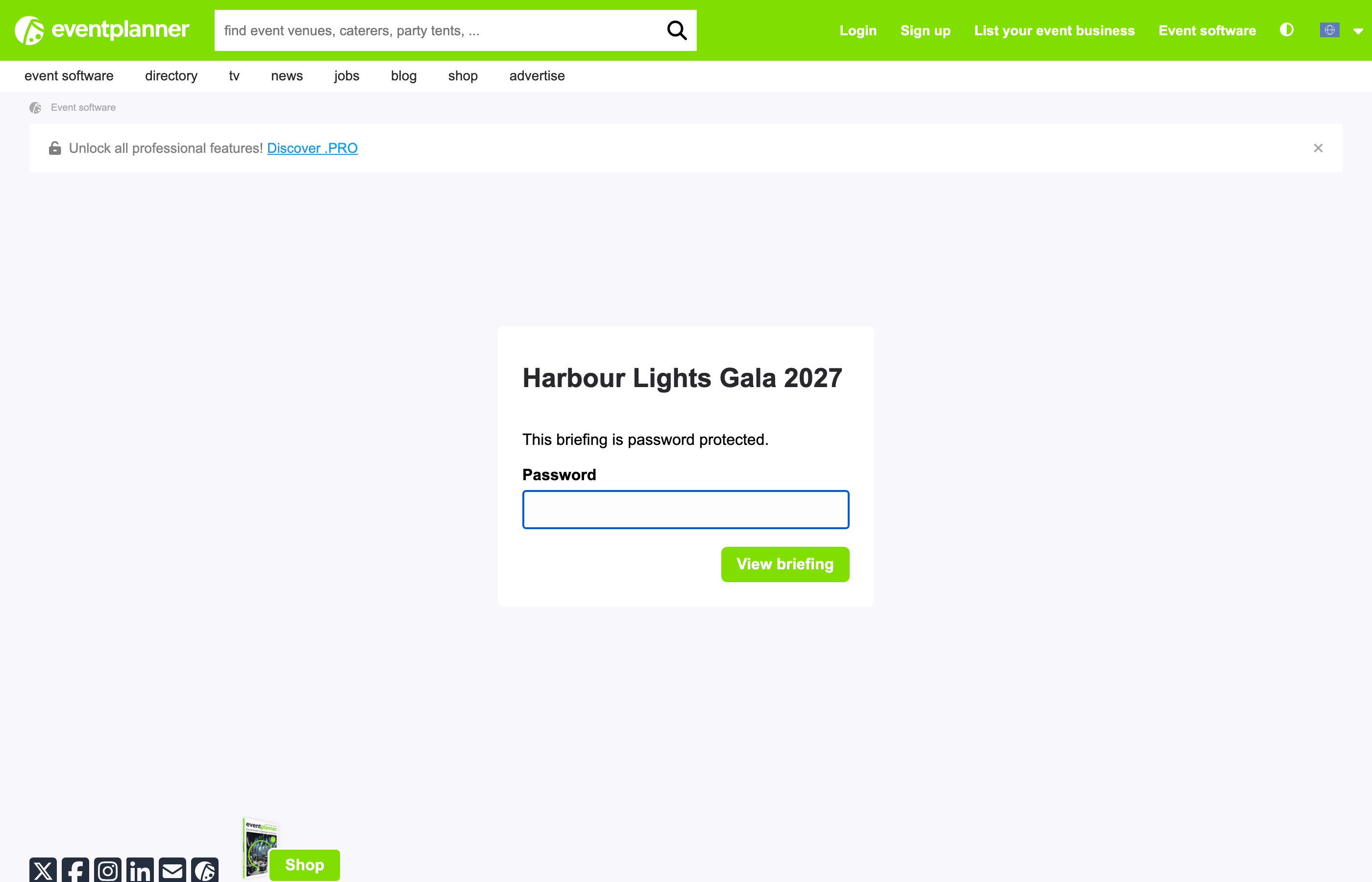 La page du mot de passe qu'un destinataire voit