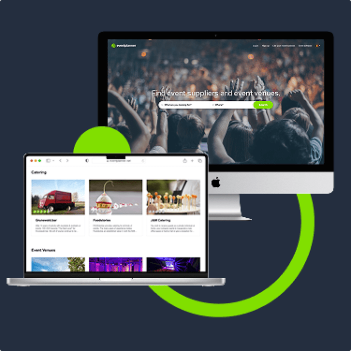 Capture d'écran du site Web et du moteur de recherche eventplanner.net.