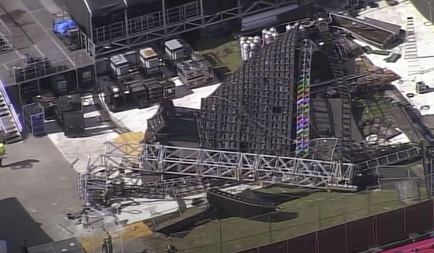 Un énorme mur vidéo s'effondre la veille du festival de musique
